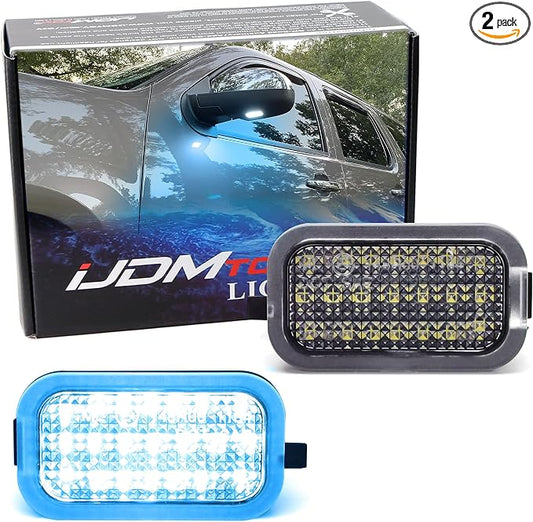 iJDMTOY Ice Blue 18-SMD Full LED Under Side Mirror Puddle Lights Compatible With 2007-2014 Chevrolet Avalanche Silverado Suburban/Tahoe, GMC Sierra Yukon, Cadillac Escalade, etc