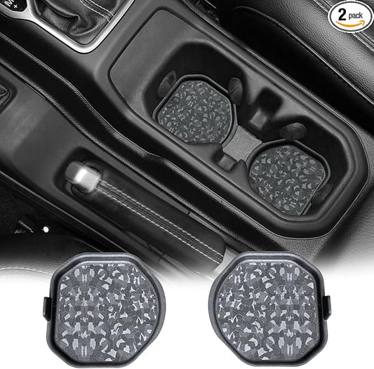 Cup Holder Coaster for Wrangler JL JLU 4XE 2018-2026 & Gladiator JT 2020-2026, Jeep Cup Holder Inserts, Original Exterior Design, Jeep Wrangler Accessories (2-pcs Set), Exclusive Patented Appearance