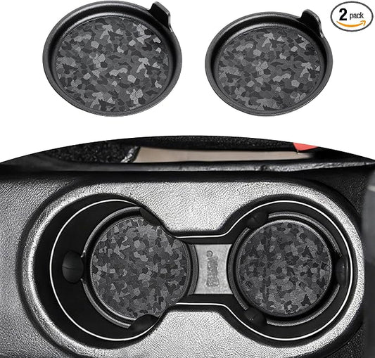 Cup Holder Inserts Coaster Compatible with 2012-2017 Jeep Wrangler JK 2/4 Door Accessories, Center Console Cupholder Pad, Non-Slip Drink Liner, Original Design, TPE, 2-Pcs Front Only