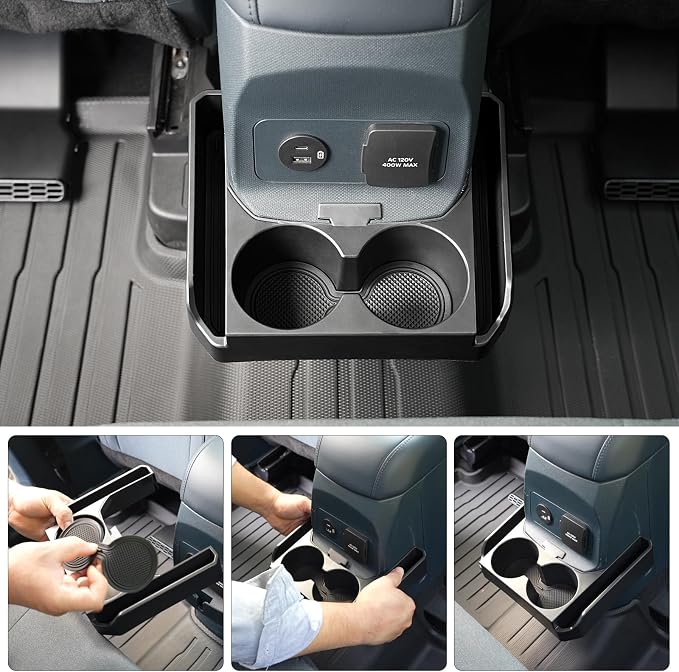 Mabett Removable Rear Dual Cup Holder for Ford Maverick 2022-2026 Accessories, FIT Insert Expander Rear Seat Cup Holder Organizer