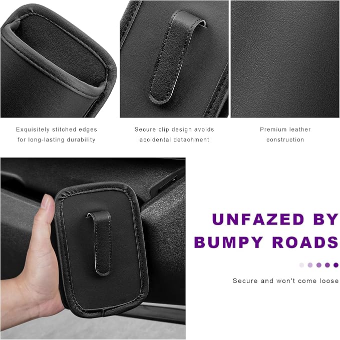 Large Car Door Cup Holders, Clip On Beverage Drink Holder Vehicle Door Storage Organizer, Scratch-Resistant Leather Water Bottle Hanging Holder for SUV Sedan Truck (Black)