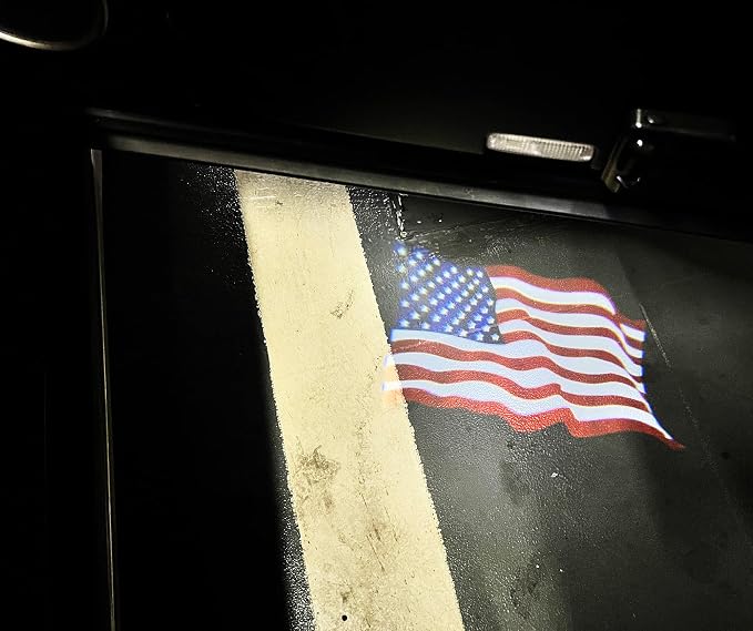 NewL 2 Pcs Led Car Door Welcome Projector Light for American Waving Flag | Clear ghost shadow projection, no damage to wiring, easy to install on car doors, universal fit for most vehicles