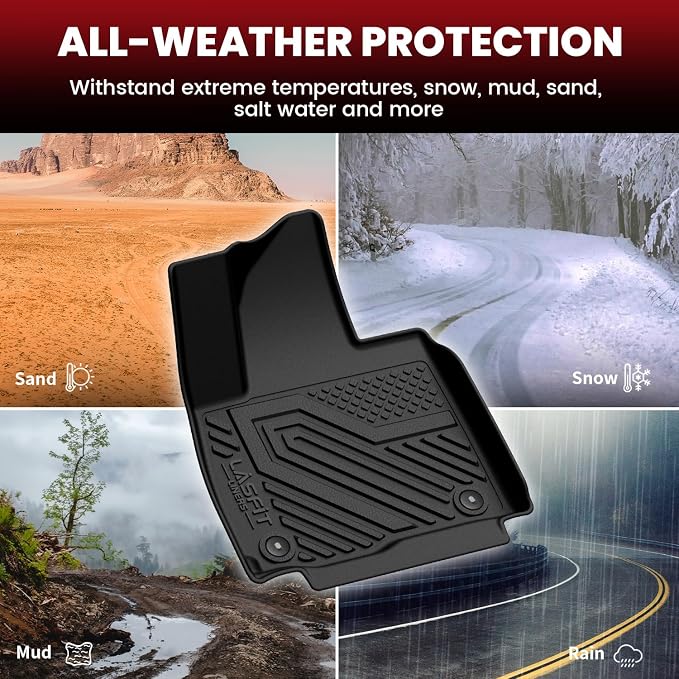LASFIT Floor Mats & Backrest Mats & Cargo Mat for Kia Telluride 2027 (Only Fit Hybrid, Not Fit Gas), All Weather TPE Floor Liners with Full Set Car Mats & Trunk Mats Accessories, Black