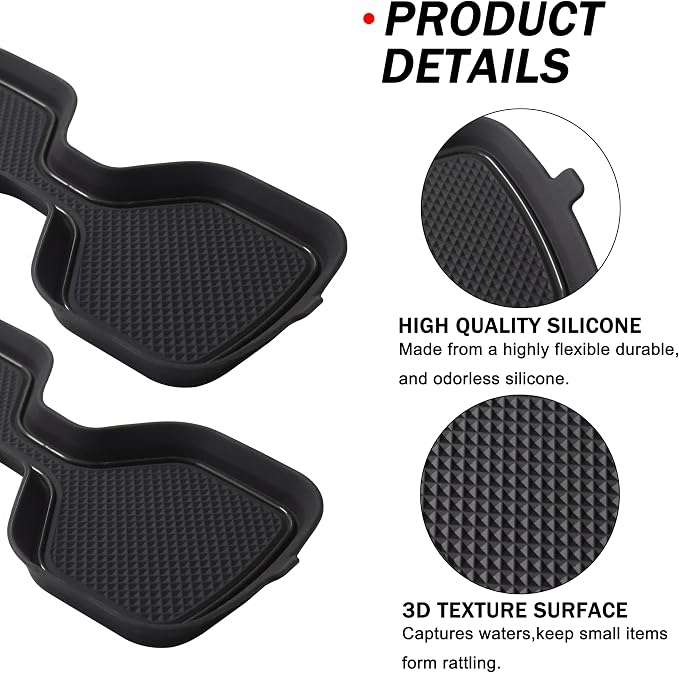 Cup Holder Coaster for Kia Telluride Accessories 2020 2021 2022 2023 2024 2025 Non-Slip Silicone Cup Holder Insert Mat Center Console Protector Liner Pad Interior Decoration 6Pcs (Black Trim)