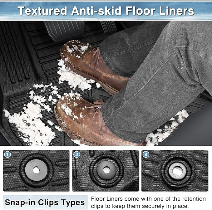 Mixsuper Rio Floor mats-Floor mat for Kia Rio 5-Door 2018 2019 2020 2021 2022 2023,All Weather TPE Rubber Floor Liners Protection for Rio Accessories,2 Row Anti-Slip Car Mats, Black