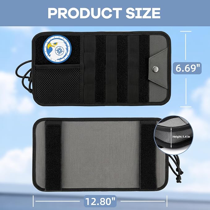 TICARVE Car Sun Visor Organizer, 1000D Nylon MOLLE Pouch with Zipper Black | Heavy-duty 1000D Nylon Car Sun Visor Organizer, With Zipper Pockets, Elastic Straps and Glasses Clip, for Car SUV Truck