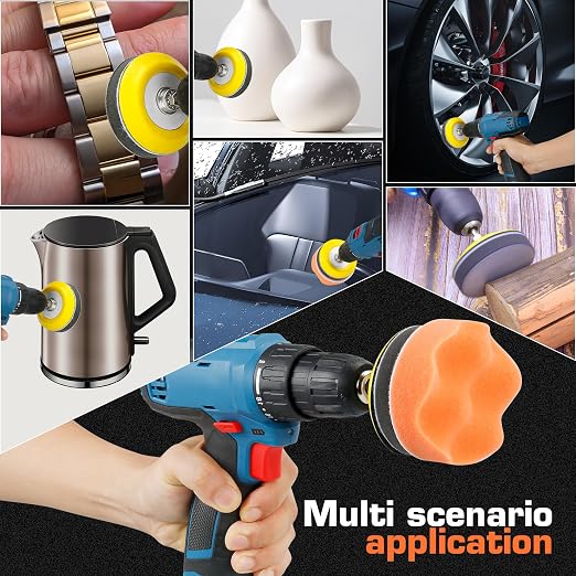 133pcs 3 Inch Sanding Disc Drill Polishing Kit Sanding Attachment, Headlight Restoration Kit, Hook and Loop Sanding Pads 60 to 7000 Wet Dry Sandpaper, Drill Sanding Attachment for Car, Wood, Metal