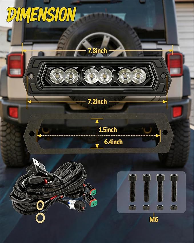 Flush Mount LED Pods 7 Inch Spot Beam Backup Reverse Light with DT Harness | Flush Mount LED Reverse Light 60W Spot Beam 6000LM, 300ft Range. Bumper Lights IP68 Screwless for Truck Pickup SUV Off Road