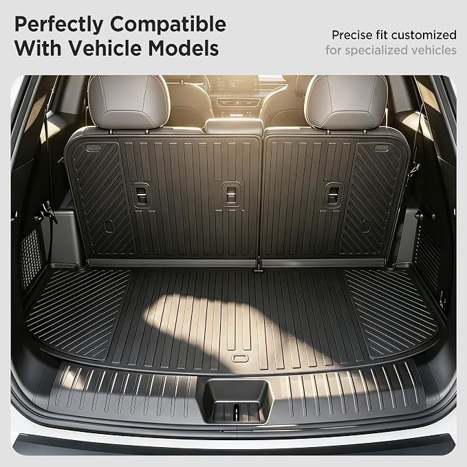 2027 for Kia Telluride Floor Mats Only Hybrid 7&8 Seat All Weather TPE Cargo Mat with Backrest Mat for Kia Telluride Accessories 2027 EX/SX/X-Line SX/SX Prestige/X-Line SX Prestige Black ﻿