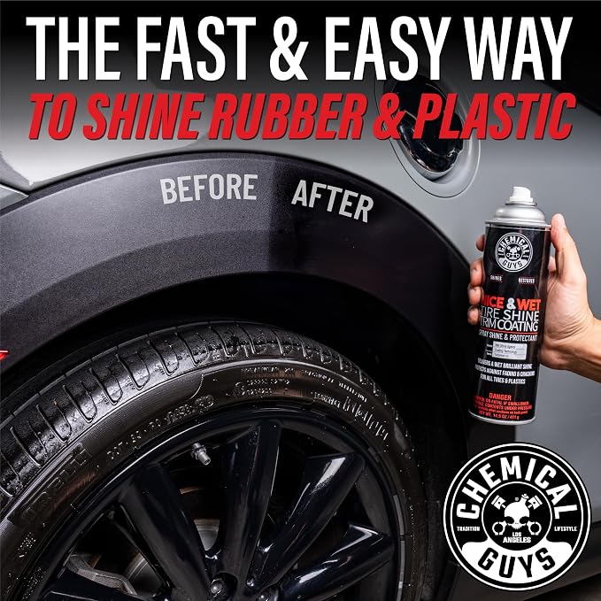Chemical Guys, Nice & Wet Tire Shine Coating for Rubber & Trim, 14.5 oz | For rubber, plastic, and vinyl, on cars, trucks, SUVs, motorcycles, and RVs, water-based tire and trim coating