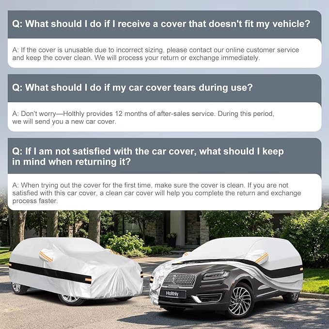10 Layers SUV Car Cover Custom Fit for Lincoln Nautilus, MKX (2006-2026), Waterproof All Weather for Automobiles, Outdoor Full Cover Sun Dust Rain Protection with Cotton. Silver
