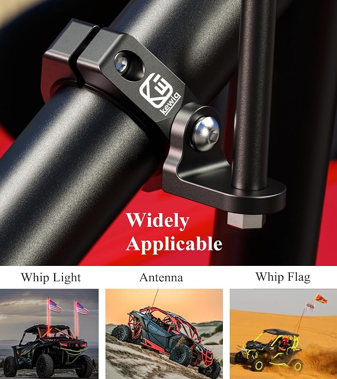 BRCOVAN 2PCS UTV Whip Light Mounts, Off-Road LED Light Bar Mounting Bracket | Solid Aluminum Alloy Materials, 360° Adjustable Whip Flag Mount Fit 1.5''/1.65'' /1.75''/1.85''/2'' Roll Cage Bars