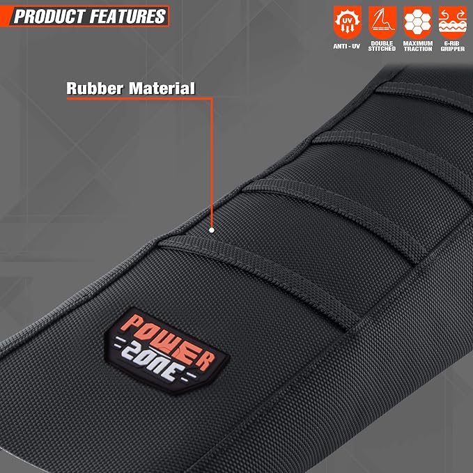 Universial Dirt Bike Seat Cover - Soft Ribbed Rubber Seat Covers for Motorcross Enduro (Black-2)