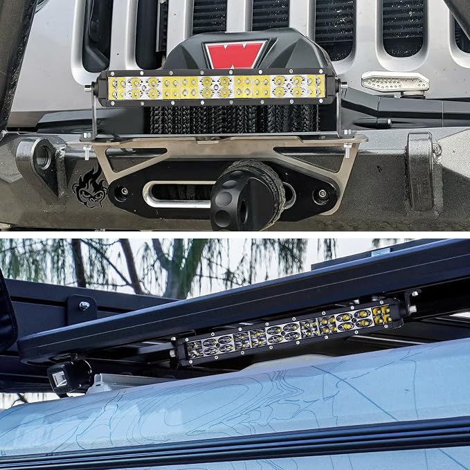 Light Bar Mounting Brackets 2 Packs Universal Side-Mounted Brackets for Straight or Curved Single-Row LED Light Bar Up to 52 Inch