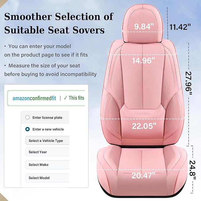 Coverado Car Seat Covers, Seat Covers for Cars, Waterproof Leather Auto Seat Protectors, Leather Car Seat Cushion, Car Interiors Accessories Universal Fit for Most Cars