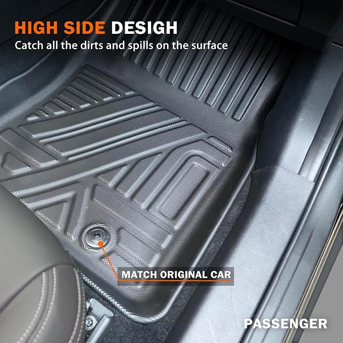 KUST Floor Mats for Chevy Malibu 2016-2025, All Weather Floor Liners Front Rear 2 Rows Car Mats for Malibu Accessories TPE Rubber Raised Edge