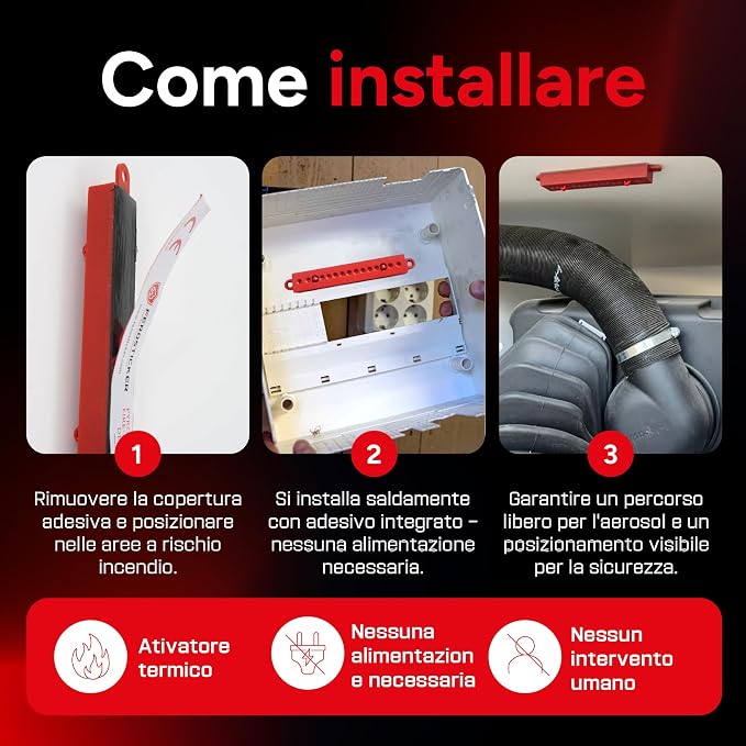 Small Automatic Fire Extinguisher | For electrical panels, fuse boxes, lithium batteries, inverters, solar systems, vehicles, boats and technical compartments.
