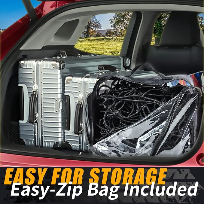 Cargo Net for Pickup Truck Bed SUV, 3' x 4' Stretches to 6' x 8' Heavy Duty Small 4”x4” Latex Cargo Netting with 12 Metal Hooks and 12 ABS Clasps, Car Ceiling Cargo Net for Road Trip