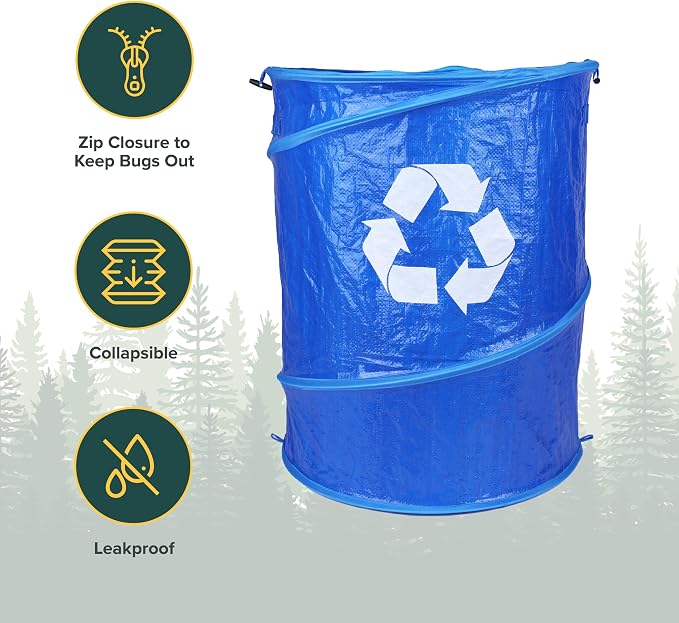 Coghlan's Pop-Up Lightweight Trash & Recycle Can – Collapsible Dual-Purpose Bin for Camping, RV, and Travel – Durable, Compact, and Easy to Store – 29.5 Gallon
