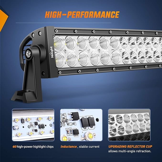 Nilight LED Light Bar 32 Inch 180W 12600LM Spot Flood Combo Driving Lamp Roof Bumper Off Road Work Pods for Van Camper Wagon Car Pickup Golf Cart ATV UTV SUV Truck Boat 4x4