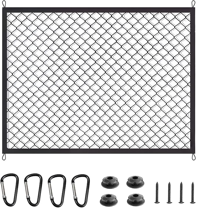 BAILALIBO Cargo Net with Metal Hooks, 32x24 in | Elastic stretchable mesh, adjustable for SUV/truck, universal fit, secure trunk storage, heavy-duty car exterior accessory