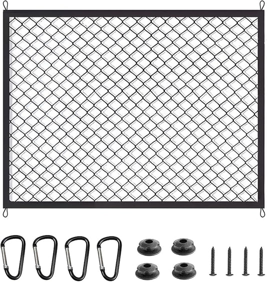BAILALIBO Cargo Net with Metal Hooks, 32x24 in | Elastic stretchable mesh, adjustable for SUV/truck, universal fit, secure trunk storage, heavy-duty car exterior accessory
