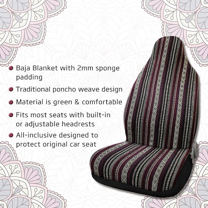 uxcell Universal Stripe Front Baja Bucket Seat Cover Saddle Blanket for Car SUV