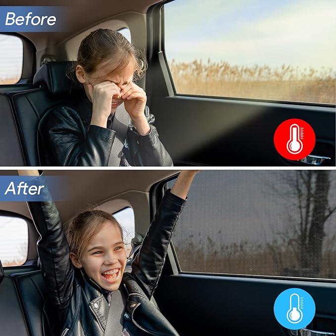 Car Window Shades，for Baby/Camping UV-Protection 2PCS Medium 39"x19" | Car Sun Shades for Side Windows with Breathable Mesh，for Back Covers Car, Truck, Suv, Car Camping Essentials,Black