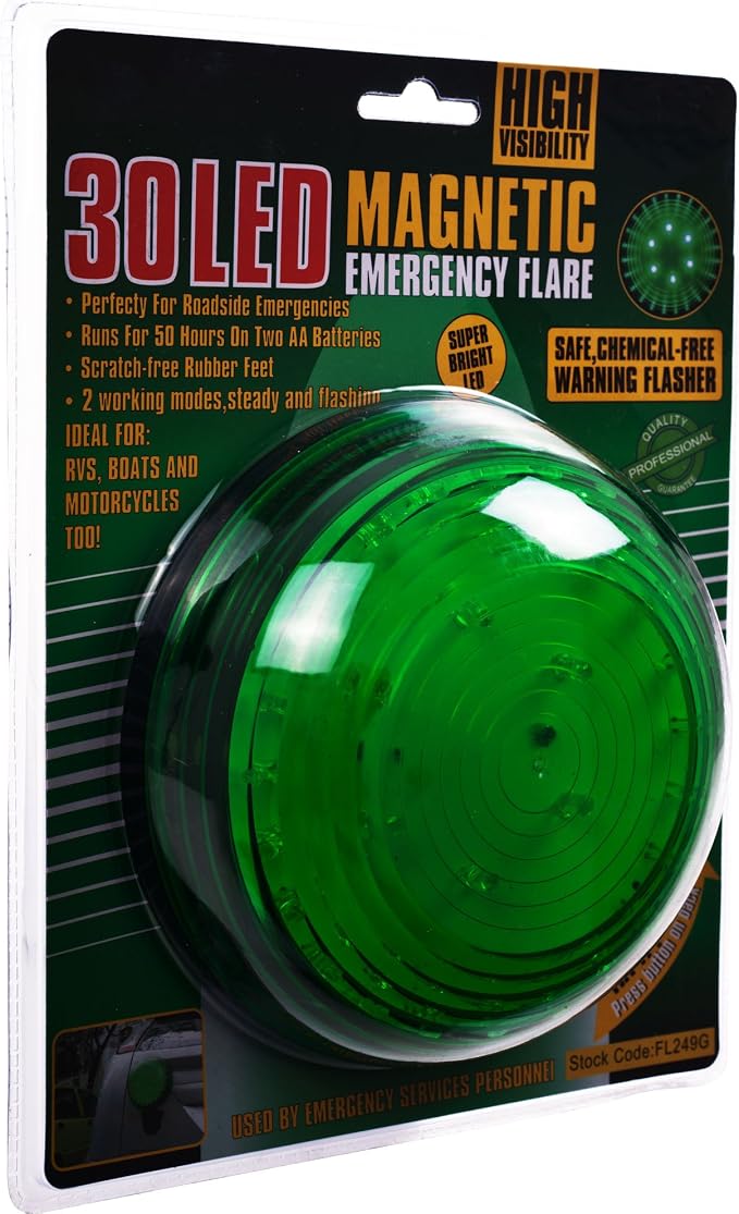 SuperBright 75-FL249G 30 LED Magnetic Emergency Flasher, Green