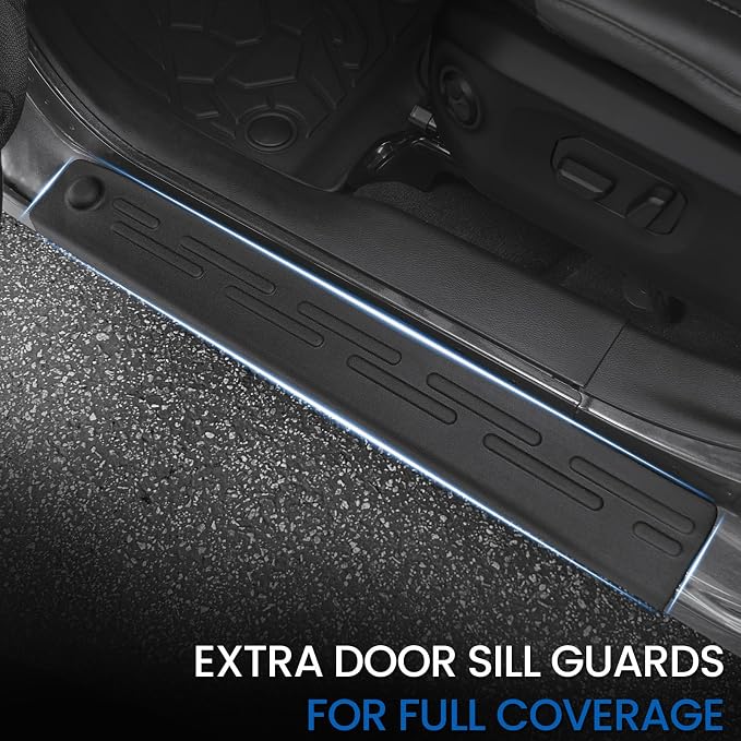 Floor Mats Set for Jeep Wrangler JL 2018-2025 2026 Unlimited 4-Door (Not fit JK/4XE/2-Door), All Weather TPE Backrest Mat Trunk Mat Cargo Liner Door Sill Guards Accessories