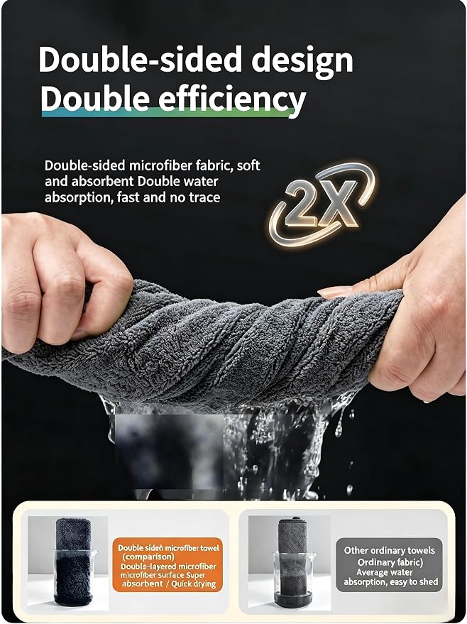 Microfiber Towels for Cars, 1200 GSM XL Car Drying Towel, 24 x 47 in Thick Plush Auto Detailing Towel, Ultra Absorbent Edgeless Car Wash Towel, Lint-Free, Charcoal Grey, 1 Pack