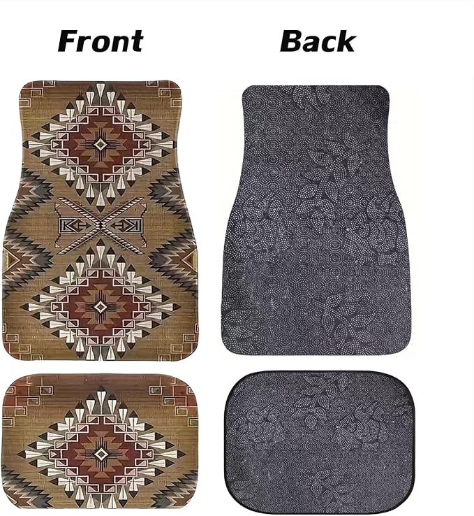 Car Floor Mats Non-Slip Automotive Floor Mats All-Weather Front Rear Car Floor Foot Mat Sets of 4 Pieces Foot Mats Rugs Carpet for Car Trucks SUV Sedans (Rhomb)