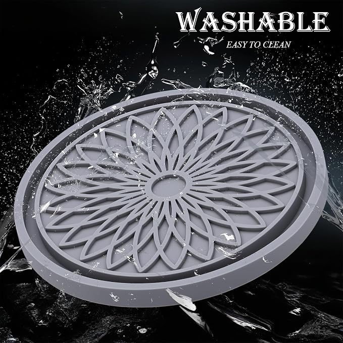2-Pack Car Cup Holder Coaster Inserts, 2.75 Inch Non-Slip Silicone Liners, Shockproof Drink Holder Mat for Women Men, Universal Fit for Most Vehicles (Gray)