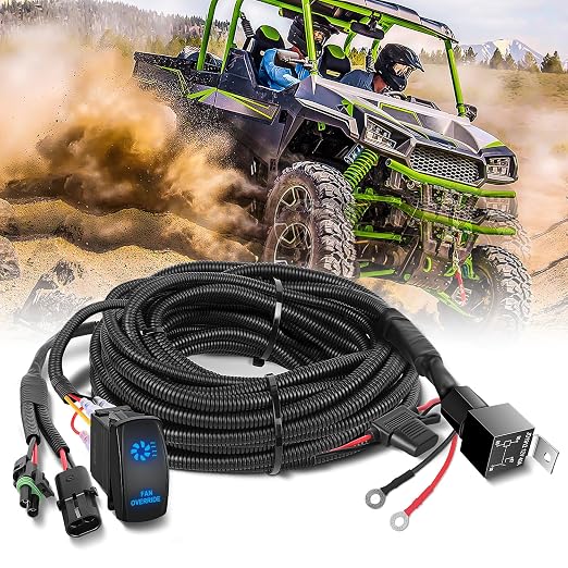 Nilight 16AWG ATV UTV Fan Override Switch Kit Wiring Harness w/Relay | 5PIN Rocker Switch Plug and Play for Engine Cooling Compatible with Polaris RZR Ranger Can Am Maverick ATV