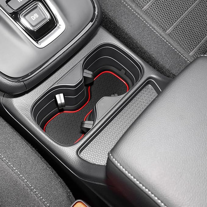 for Honda CRV Accessories 2023 2024 2025 2026 3D Cup Holder Center Console Liner Inserts Silicone Anti-dust Mat Pad Interior Decoration (2 Pcs, Red Trim)