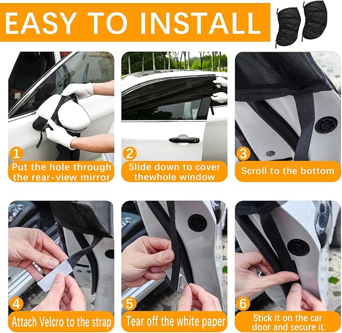 2 Pack Front Car Window Covers Car Window Shades Car Side Window Sun Shades, UV Protection Breathable Spandex Window Covers, Universal Fit Most (99%) of Cars(Medium 42.5"x21.5")