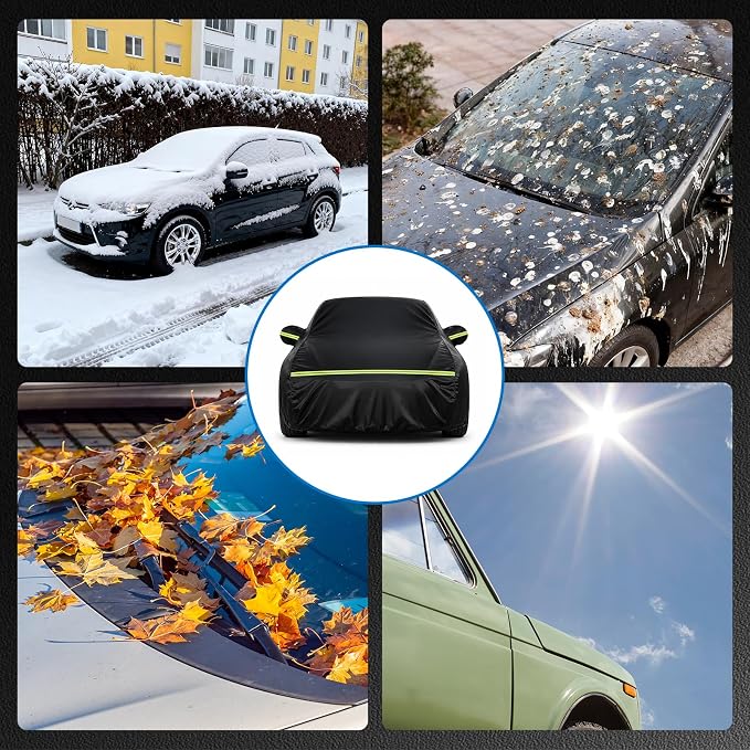SUV Car Cover Waterproof Heavy Duty All Weather Protection Snow Anti-UV Windproof Outdoor Full Car Cover Fit for Automobiles Subaru/Kia/Tesla（Car Size:187~193''L x 75'W x 69''H）