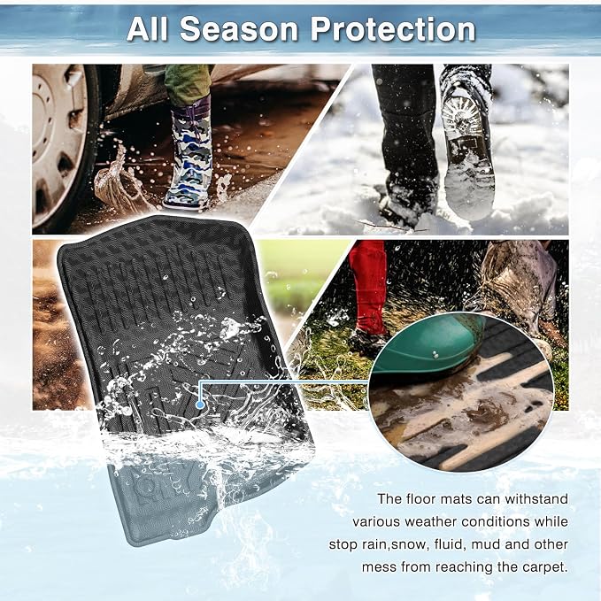 Mixsuper Floor Mats for Jeep Wrangler 4XE 4 Door 2021-2026 (Not fits JL/JK), Custom Fit TPE All-Weather Floor Liners, Waterproof Anti-Slip Heavy Duty Mats, 1st and 2nd Row Accessories Set Black