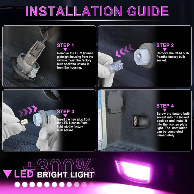 LivTee LED License Plate Light Assembly, Tag Light Fits Chevy Silverado 1500 2500 3500 1999-2013, Tahoe, Suburban, Fits GMC Sierra, Yukon XL, Cadillac Escalade, Car Accessories, Purple