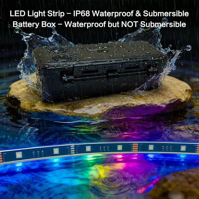 Battery Powered Golf Cart Canopy Lights, 2 Pack 6FT IP68 Fully Waterproof Golf Cart Roof Light Strip with Remote, Golf Carts Underglow RGB Led Strip Lights for EZGO Yamaha Marine Boat Kayak SUP UTV