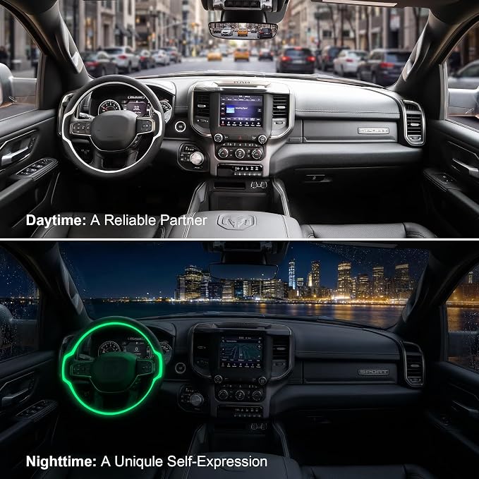 West Llama Glow in The Dark Steering Wheel Cover, Microfiber Leather with Anti-Slip Grip, Universal Fit 15.5-16 Inch Large Steering Wheels for Men Women (White+Green-Large Size)