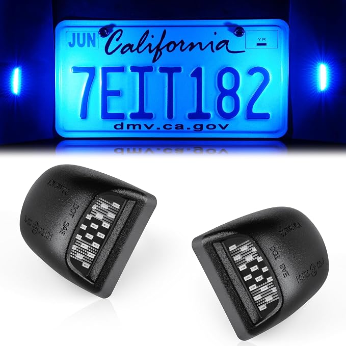 LivTee LED License Plate Light Assembly, Tag Light Fits Chevy Silverado 1500 2500 3500 1999-2013, Tahoe, Suburban, Fits GMC Sierra, Yukon XL, Cadillac Escalade, Car Accessories, Blue