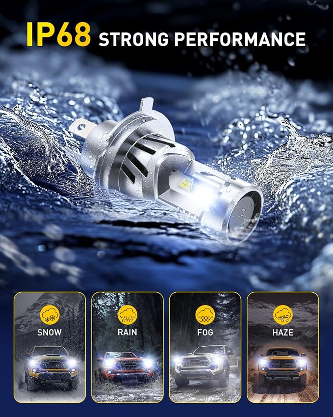 AUXITO H4 LED Bulb, 9003 Light Bulbs, 48000LM, Long Lasting, Dual Turbo Cooling Fan, Plug N Play, 3MIN Installation, 50000+hrs Lifespan