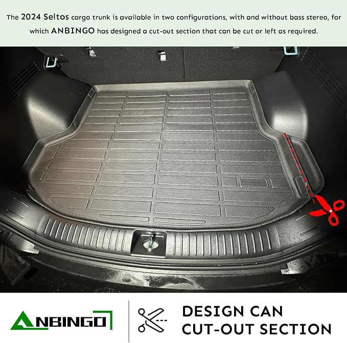 ANBINGO® Floor Mats & Cargo Liner for Kia Seltos 2024 2025 2026, TPE All Weather Car Mats Seltos LX & LX FWD & SX & X-Line, Cargo Tray in The Highest Position (Only for U.S.A. and Canada)
