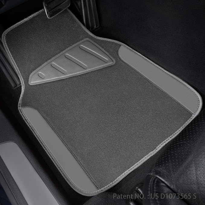 CAR PASS Waterproof Universal Fit Car Floor Mats, Car Mats Fit for SUV,Vans,sedans, Trucks,Set of 4pcs Car Carpet with Driver Heel Pad (All Gray)