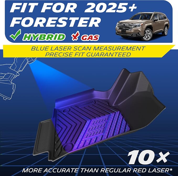 Michelin Floor Mats, All-Weather TPE Custom Fit Liner for 2025-2026 Subaru Forester Hybrid, Premier, Not Fit Gas & Wilderness