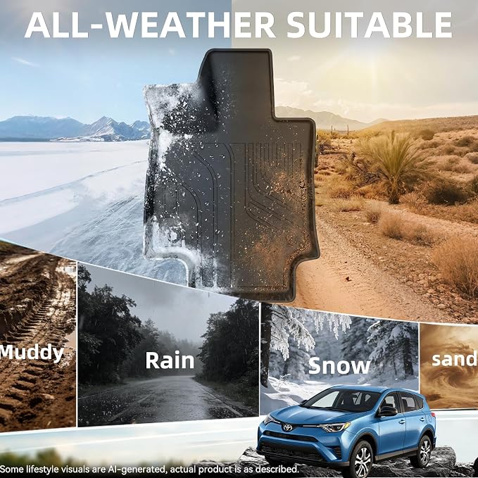 Floor Mats for Toyota RAV4 2013-2018, All Weather TPEFloor Liners Custom Fit Waterproof Non Slip Car Mats HeavyDuty Interior Accessories