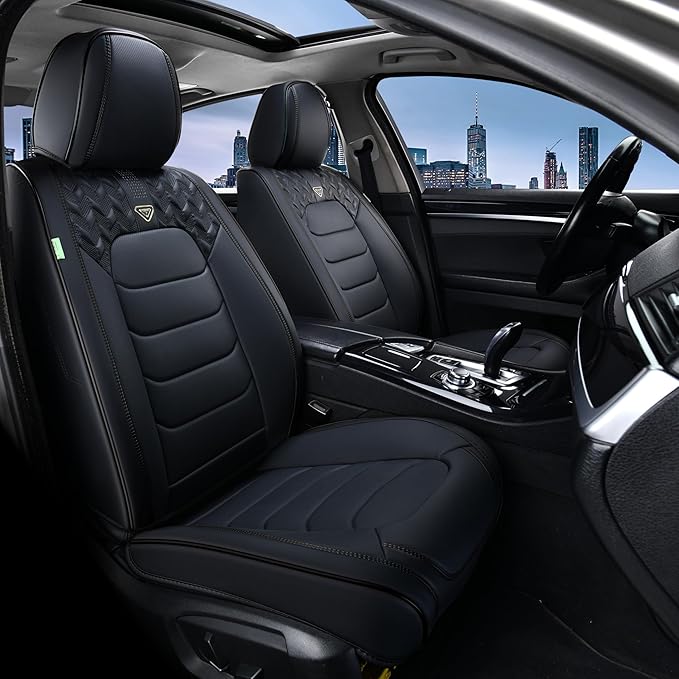 FLORICH Seat Covers Full Set,Leather Seat Covers, Front and Rear Seat Cover 5 Seats, Waterproof Car Seat Cushion Protector Accessories for Sedan SUV Pick-up Truck(Black, Full Set)