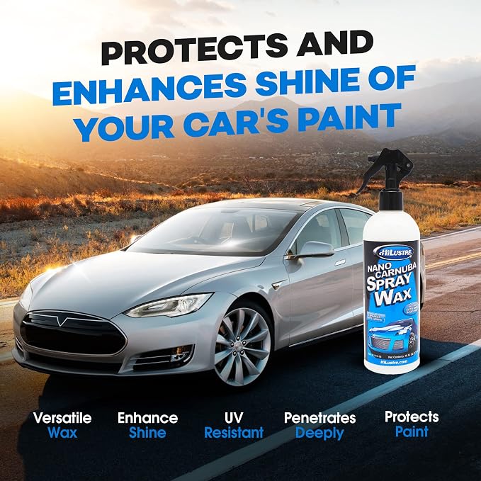 Nano Carnauba Spray Wax, Instant Shine Car Wax to Seal & Maintain Paint UV-Blocking, Hydrophobic Car Detailer Wax, Streak-Free and Safe for All Surfaces, Piña Colada Scent, 16 oz