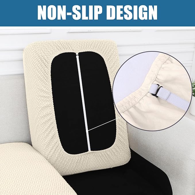 Smiry Waterproof Couch Cushion Covers, Stretch Jacquard Sectional Couch Covers, L Shape Chaise Lounge Sofa Slipcover, Washable Elastic Furniture Protector for Pets, Kid (XL-Chaise Cover, Beige)